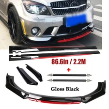 For Mercedes-Benz C W204 W205 Sport Front Bumper Lip Spoiler Splitter Side Skirt