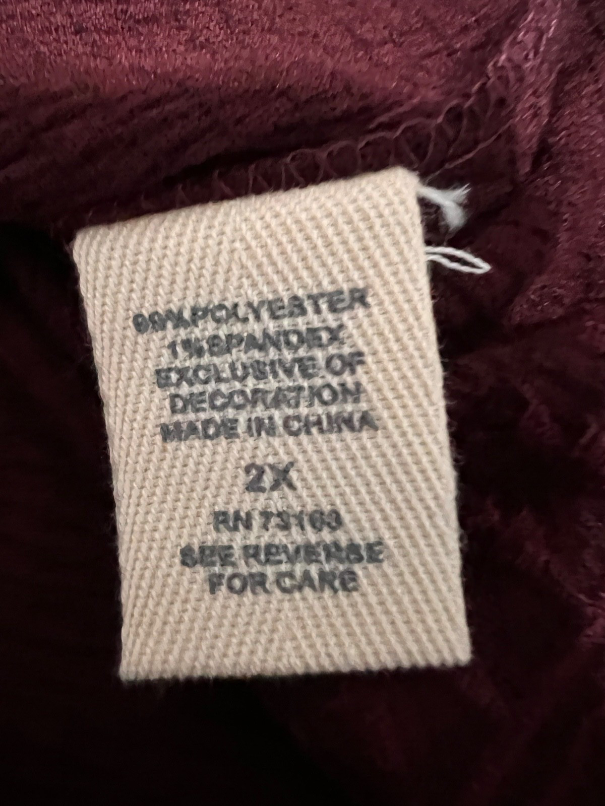 Indigo Threads Co Womens TOP 2X Boho Burgandy Red  Embroidered Tassled Cool