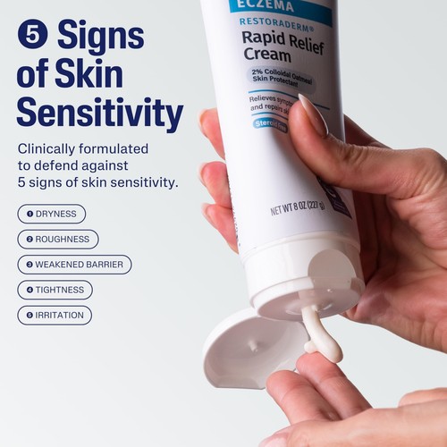 CETAPHIL ECZEMA RESTORADERM FLARE-UP RELIEF CREAM, For Eczema Prone Skin, 8 oz, - Picture 3 of 9