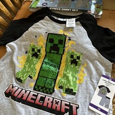 Minecraft 2 Piece Short And Shirt Set With Flip Sequin Top Boys' Size 10 NWT