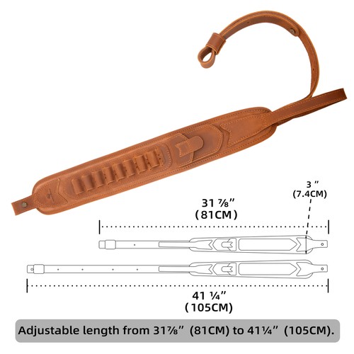 Leather Rifle Carry Sling Shotgun Shell Holder Strap for .308.22MAG.357 12GA - Picture 50 of 60