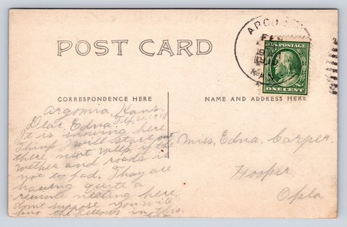 Vintage RPPC Argonia KS Interior of Barber Shop Shaving Mugs Chairs Mirror T36 - Picture 2 of 2