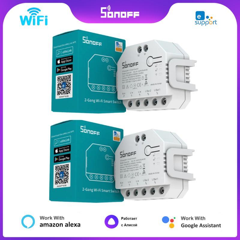SONOFF MINI WIFI Smart Switch DUALR3/R3 Lite 2 Gang Dual Relay Module Power Mete