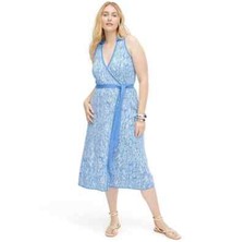 Diane von Furstenburg Target Sleeveless DVF Blue Knit Midi Wrap Dress Medium NWT
