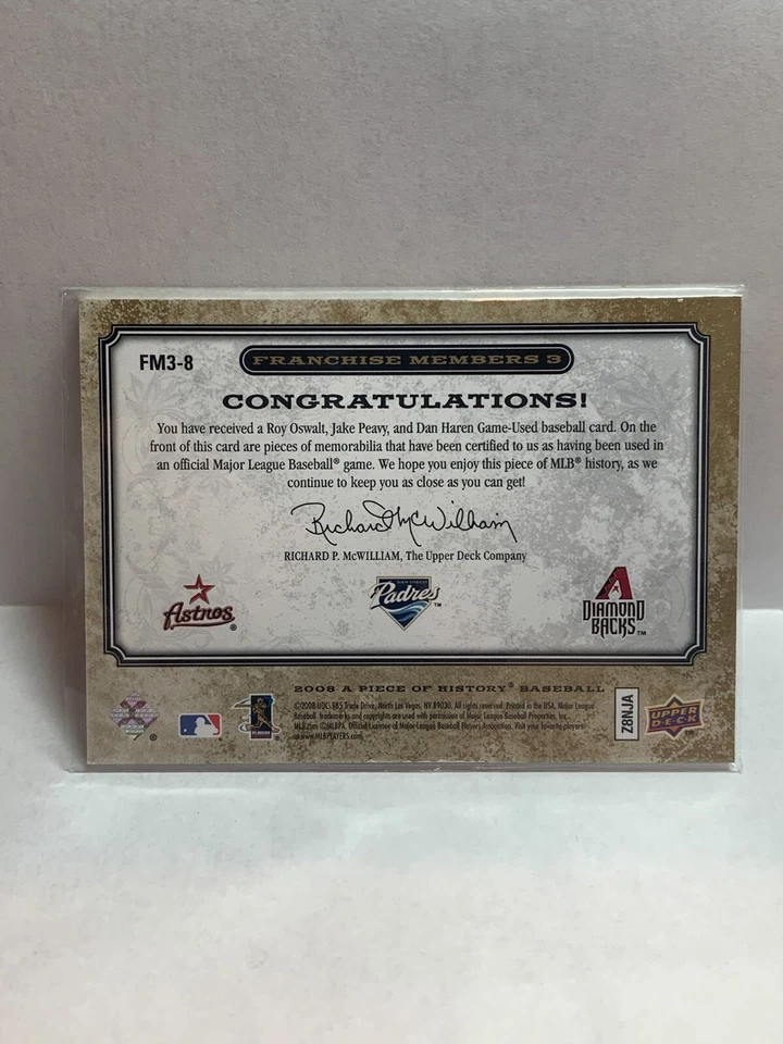 Camiseta 2008 Piece of History miembro de la franquicia #8 Roy Oswalt Jake Peavy Dan Haren Foto 2 de 2