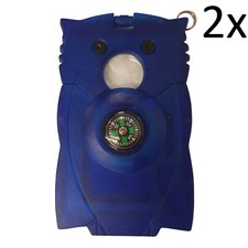 2 x CAMPING SURVIVAL CARD with COMPASS hiking magnifying glass ruler opener 