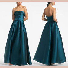 NWT 995 Sachin Babi 2 Ceri Belted Strapless Ball Gown Deep Teal J1459