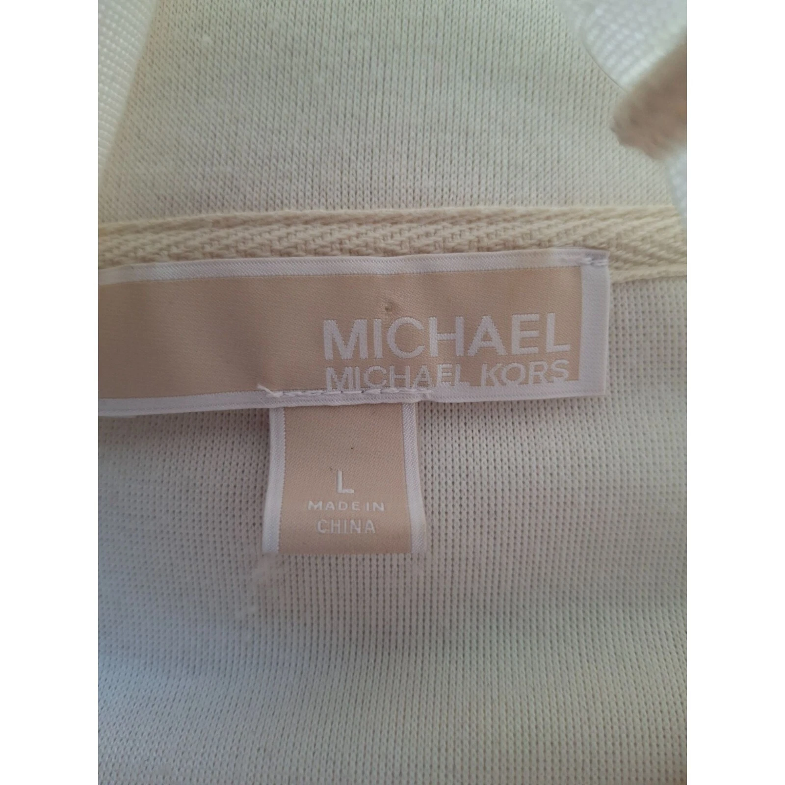 OFF WHITE Michael Kors Sherpa Felpa Felpa Maglione Donna Grande Crema Tasca Canguro