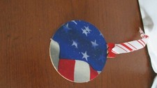 Wood Painted Red White Blue PATRIOTIC AMERICAN FLAG Christmas Ornament