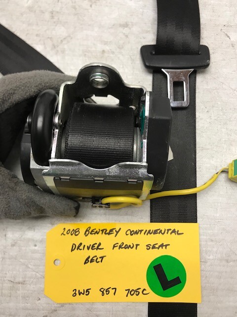 06 07 08 BENTLEY CONTINENTAL FLYING SPUR DRIVERS LEFT SEATBELT BLACK 3W5857705C