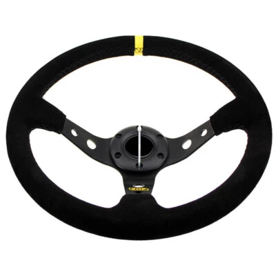 Steering Wheel 350mm/ 14 in D Style Black Suede Fits OMP Race Rally Road