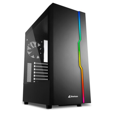 PC-Gehäuse Sharkoon RGB Slider, schwarz, Glas, ATX Boards, USB 3.0, Gehäuselüfte