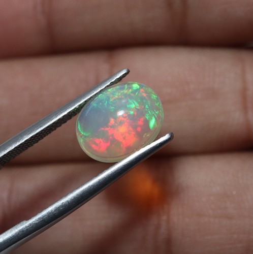 10X12 MM Oval 2.7 Cts Natural AAA Green Red Fire Ethiopian Opal Cabochon - Picture 9 of 10