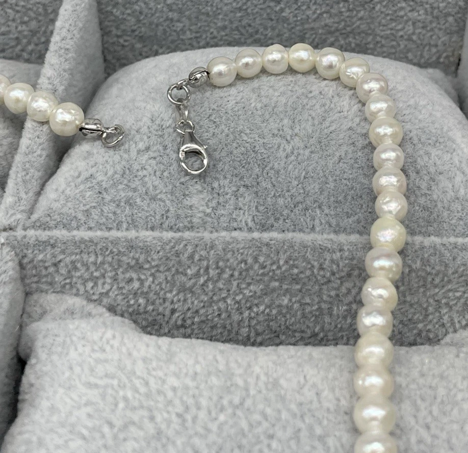 Collana Girocollo di perle coltivate di acqua dolce rotonde Argento 925 rodiato - Immagine 3 di 4