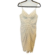 Zimmermann Dress Size 2 Balconette Midi Dress Silk White Black Polka Dot