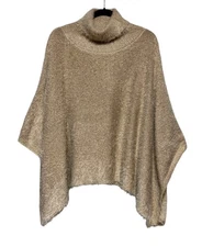 Akemi + Kin Soft Glam Cozy Luxe Fuzzy Knit Poncho Womens OS Golden Hourcore
