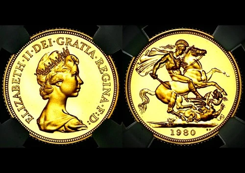 Top Pop 1980 Queen Elizabeth II Great Britain Proof Gold Sovereign NGC PF70 UC