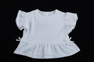 Jumping Beans Girl's Basic Solid Crinkle Knit Peplum Top JL3 White Size 4
