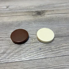 Backgammon Replacement Pieces 1 - 3/8" X 13/32” Brown & 1 - White/Cream VTG