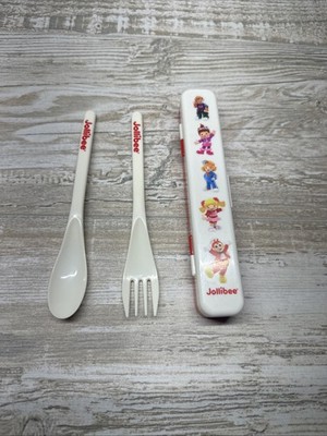 Jollibee Kids Spoon Fork Travel Utensil Set w/ Carrying Case Complete Rare