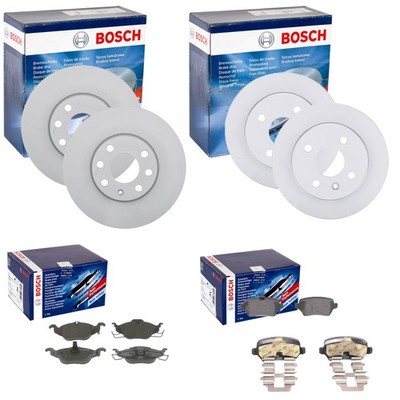 BOSCH BREMSSCHEIBEN + BELÄGE VORNE + HINTEN passend für OPEL ASTRA G