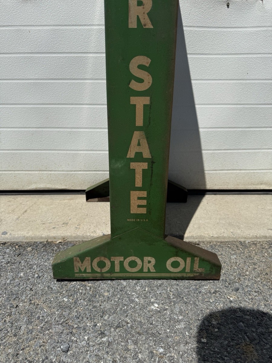 Vintage Quaker State Motor Oil Can Rack Gas Garage Service Station