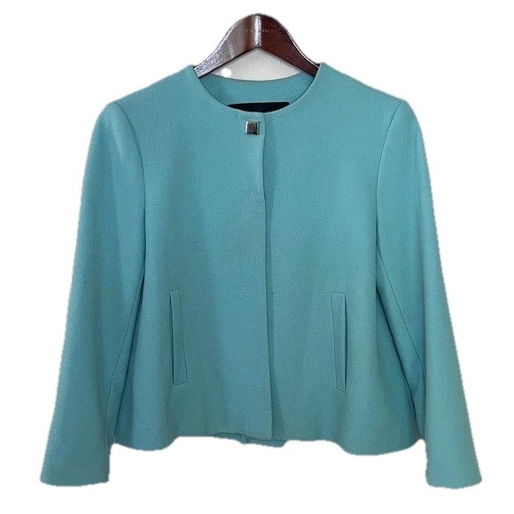 Zara Basic Teal Blazer Medium Acetate Formal Work… - image 1