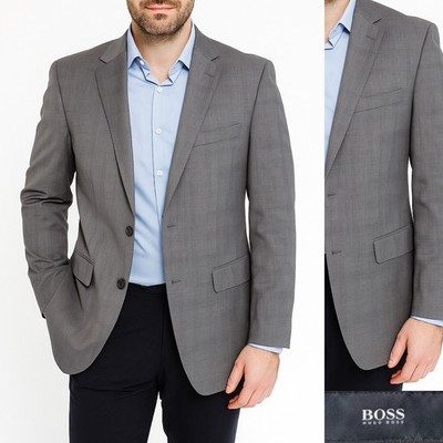BOSS Hugo Boss The James Sport Coat Jacket Blazer Sz 40L Two Button Wool Gray