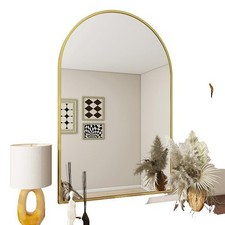 Arched Silver Metal Framed Bathroom Wall Mirror 15x20 Vertical, E42070