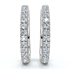 Small Diamond Hoop Earrings 14k White or Yell...