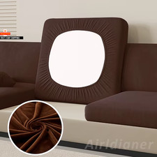 Einfarbig Stretch Samt Sofa Sitz Kissenbezug für Wohnzimmer Abnehmbar Ela