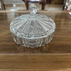 Vintage Anchor Hocking Old Cafe Clear Pressed Glass Lidded Candy Dish