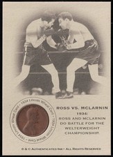BARNEY ROSS vs. JIMMY MCLARNIN - 1934 LINCOLN WHEAT CENT Coin Card