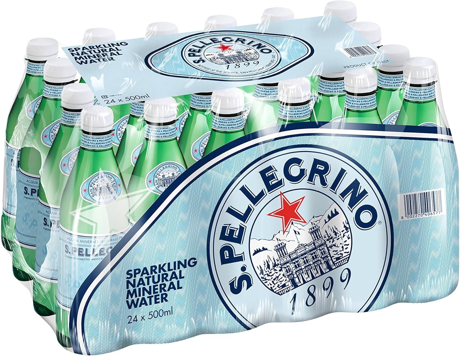 San Pellegrino 100% Natural Italian Sparkling Mineral Water 500ml (Pack of 24)