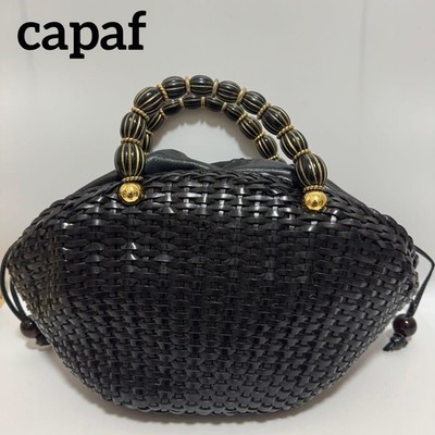 Capaf Woven Basket Handtasche Beuteltasche Tasche Handtasche in Schwarz...