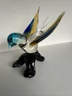 VTG ICET ARTE MURANO Art Glass Gorgeous Bird on Perch Figurine 6.75”T W/Label