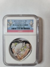 2012 Cook Islands $1 Enduring Love Silver Proof Heart Shaped Coin NGC PF70 UCAM