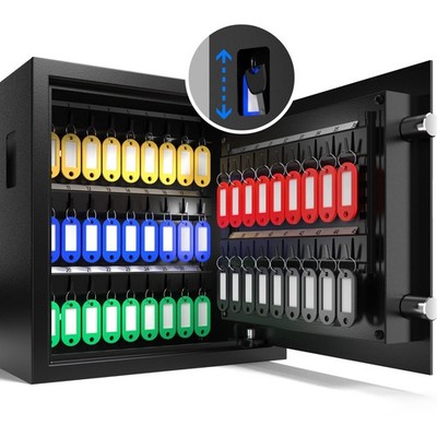 45-Keys Key Lock Box Wall Mount with Advanced Anti-Theft Deposit Key Slot & L...