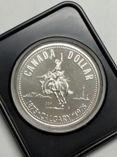 1975 Canada SILVER Dollar Calgary Stampede, .500 SILVER