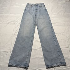 Free People We The Free Wide Leg Jeans Light Wash Blue Denim Size 27 High Rise