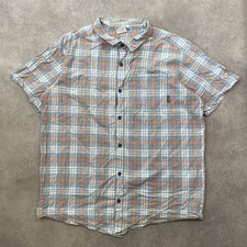 Columbia Plaid Button-Up Mens XL Outdoor Western Shirt, Blue Orange
