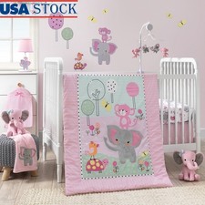3-Piece Animal Crib Bedding Set W/ Quilt Fitted Sheet Bed Skirt Baby Nursery New