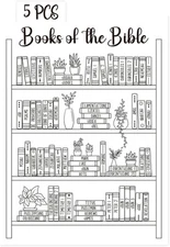 Bible Tracker Sticker - Bookshelf Coloring Page, Reading Tracker for Study & Org
