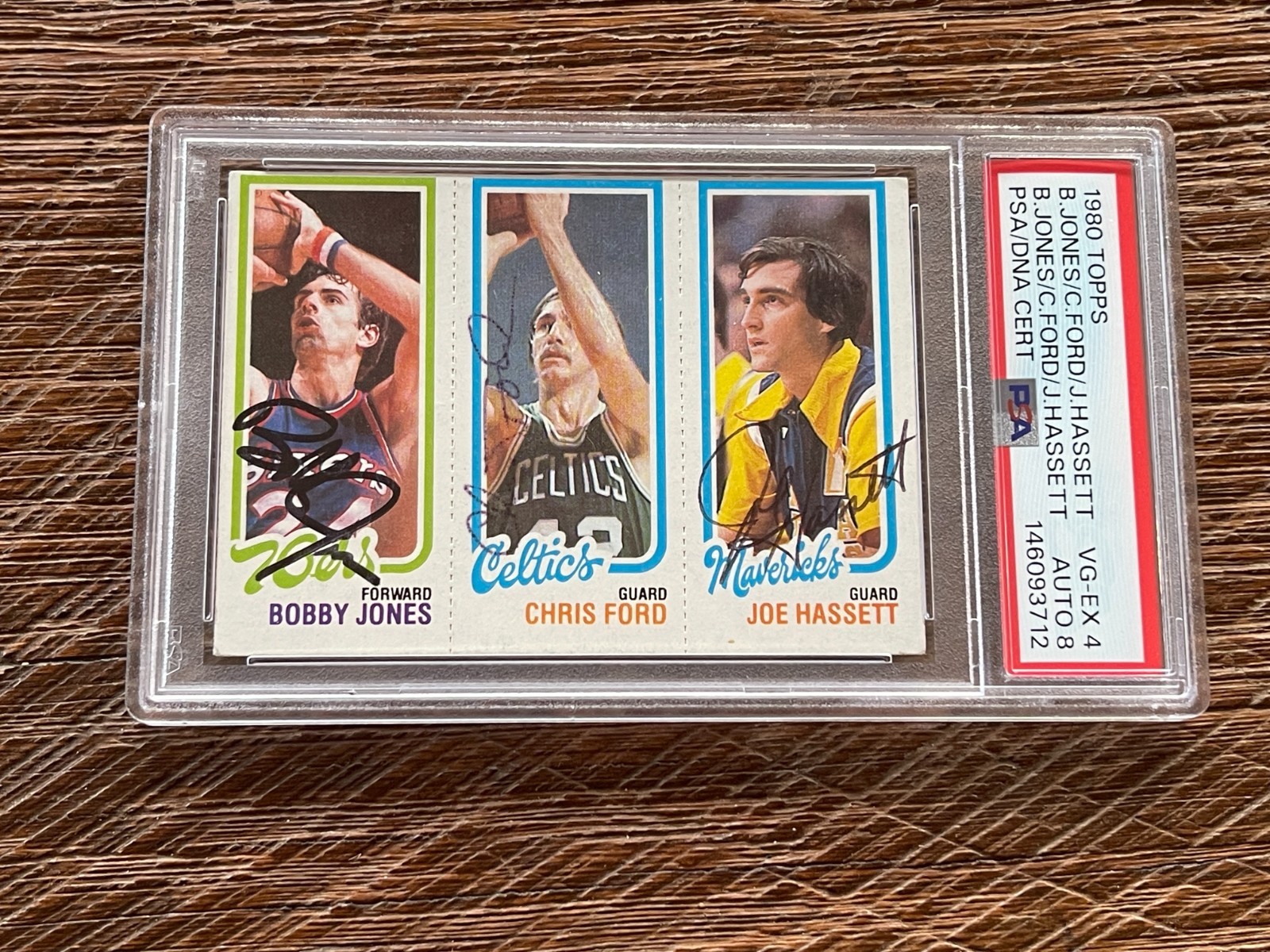 1980-81 1980 Topps Bobby Jones Chris Ford Joe Hassett PSA/DNA 4 signed card Auto