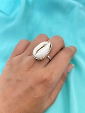 Cowrie Shell Solid 925 Sterling Silver Beautiful Statement Ring, All Size M1524