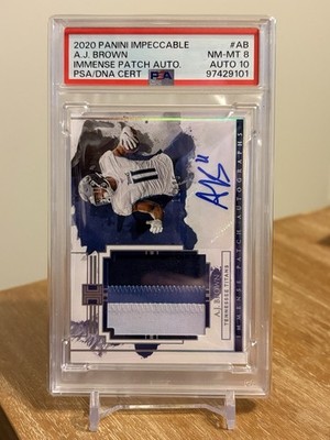 2020 Panini Impeccable Immense Patch Autos A.J. Brown /25 Jersey Number PSA