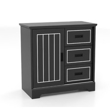 Coffee Bar Station Farmhouse Sideboard Buffet Cabinet-Black