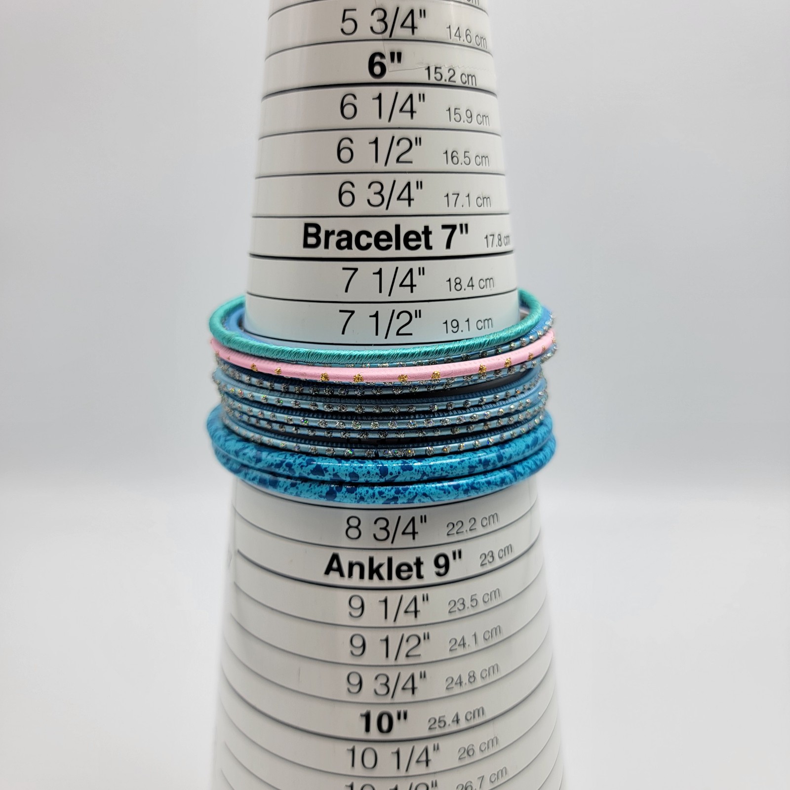 11pc Metal Stackable Bangle Bracelet Blue Pink - image 10