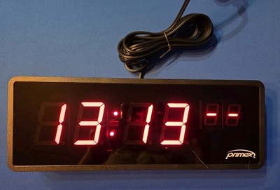 Primex Wireless Sync Digital Clock 72 MHz Lovo Series Red LED Tested