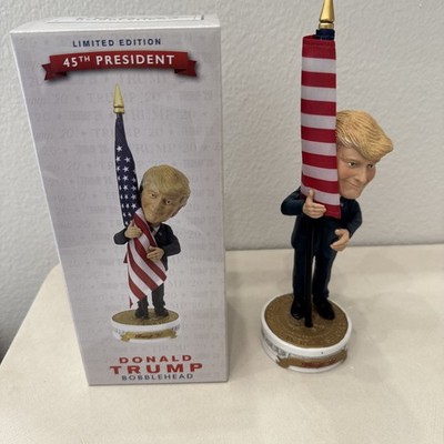 Donald Trump 2020 Bobblehead Limited Edition Hugging American Flag NIB White Box